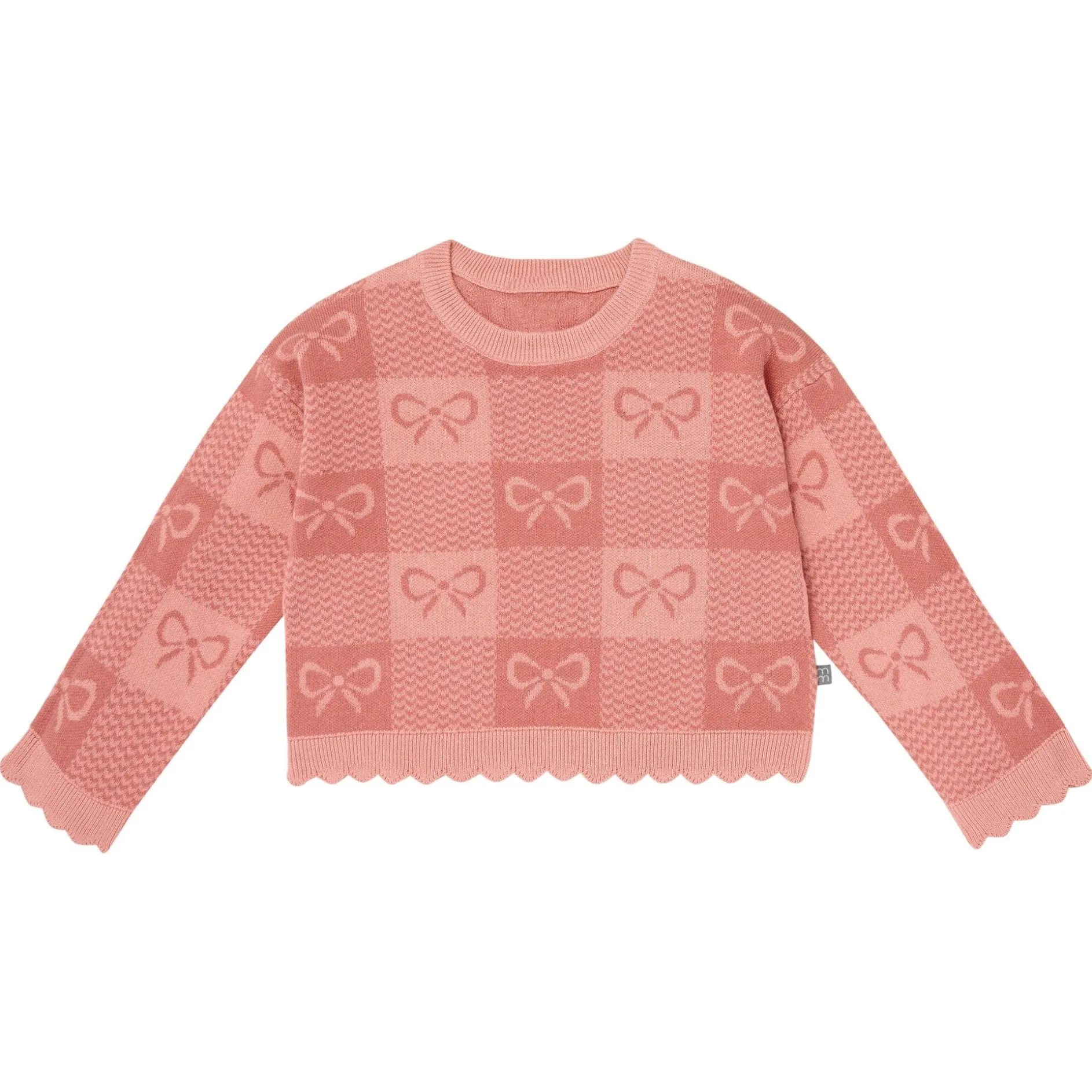 2-Piece Girls Pink Bows Check Sweater Top and Pant Set