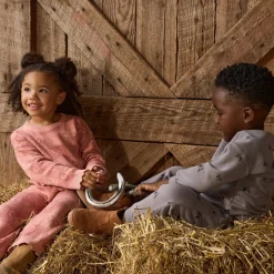 2-Piece Girls Pink Bows Check Sweater Top and Pant Set