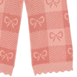 2-Piece Girls Pink Bows Check Sweater Top and Pant Set