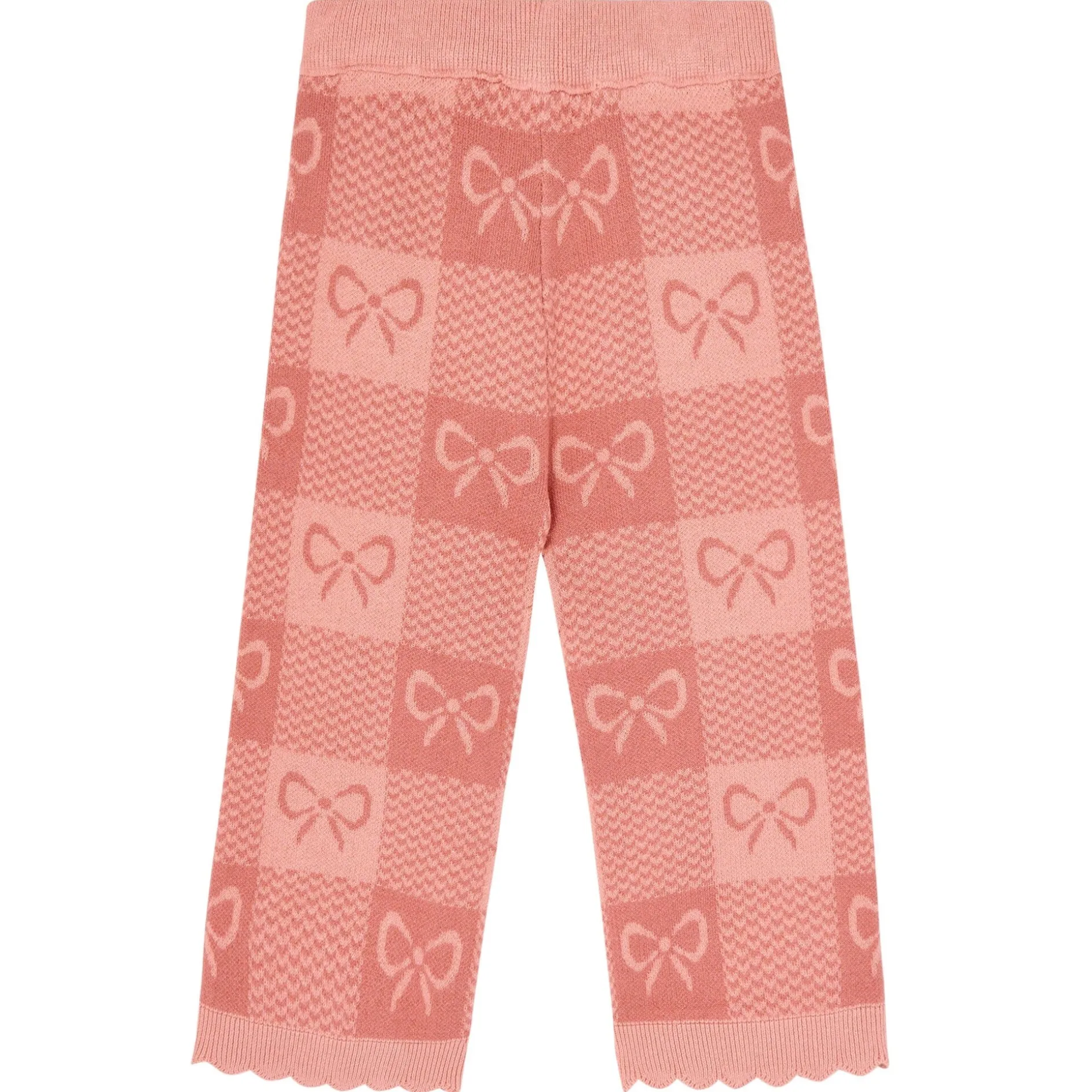 2-Piece Girls Pink Bows Check Sweater Top and Pant Set