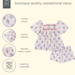 2-Piece Girls Pink Floral Top and Shorts Set