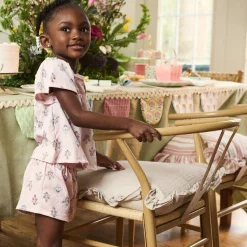 2-Piece Girls Pink Floral Top and Shorts Set