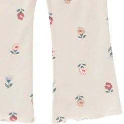 2-Piece Girls Small Flowers Ruffle Collar Top and Flare Pant Set