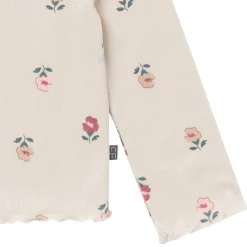 2-Piece Girls Small Flowers Ruffle Collar Top and Flare Pant Set