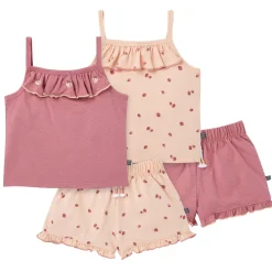 4-Piece Girls Strawberries Tank Tops & Shorts Set