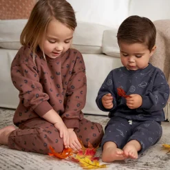2-Piece Infant and Toddler Boys Navy Space Sweatshirt & Pant Set