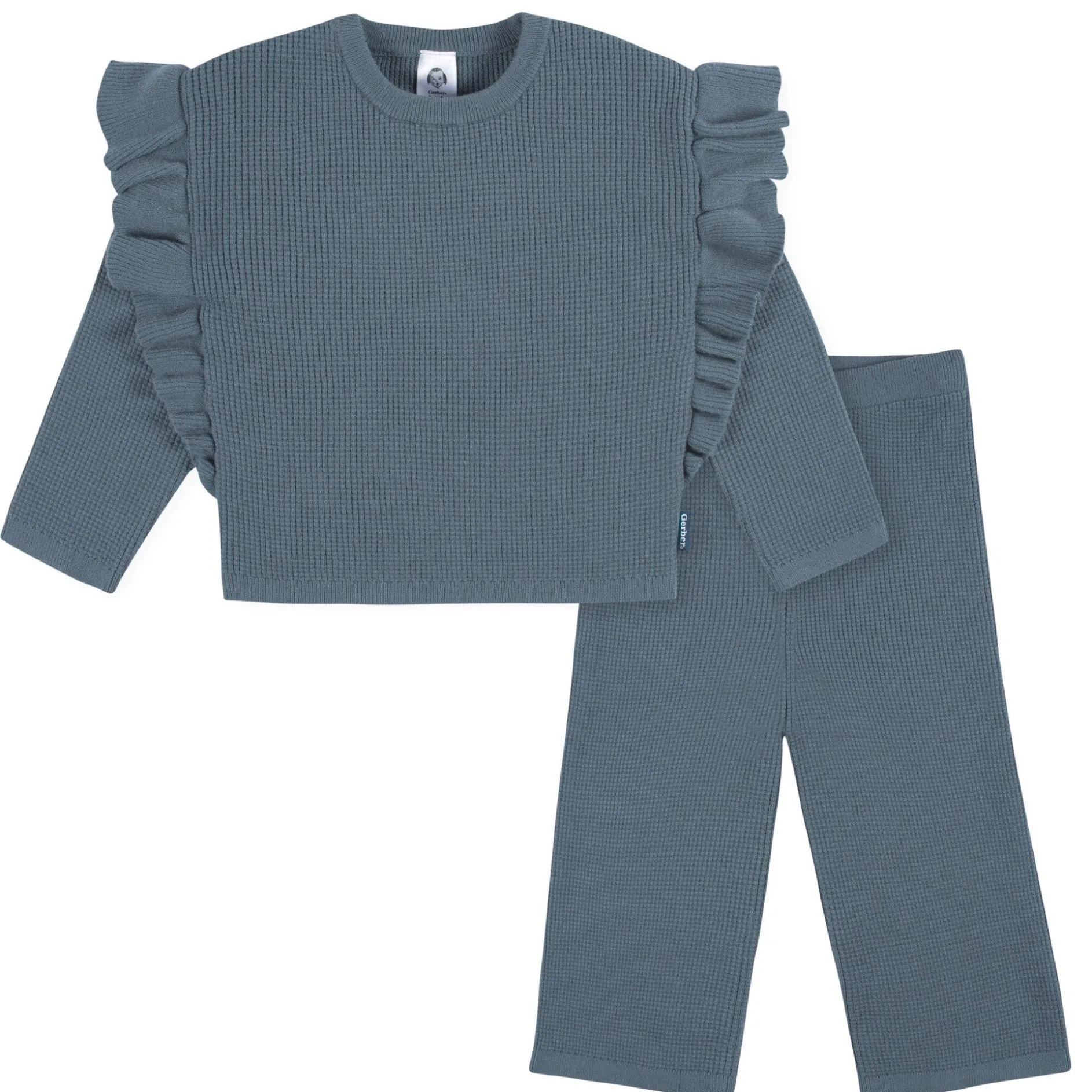 2-Piece Infant and Toddler Girls Teal Sweater Knit Set