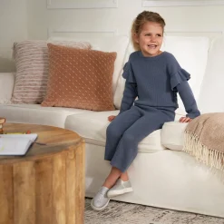 2-Piece Infant and Toddler Girls Teal Sweater Knit Set