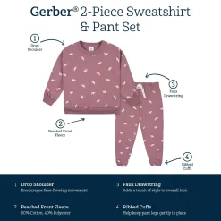 2-Piece Infant and Toddler Girls Birds Sweatshirt & Pant Set
