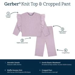 2-Piece Infant and Toddler Girls Lavender Sweater Knit Set