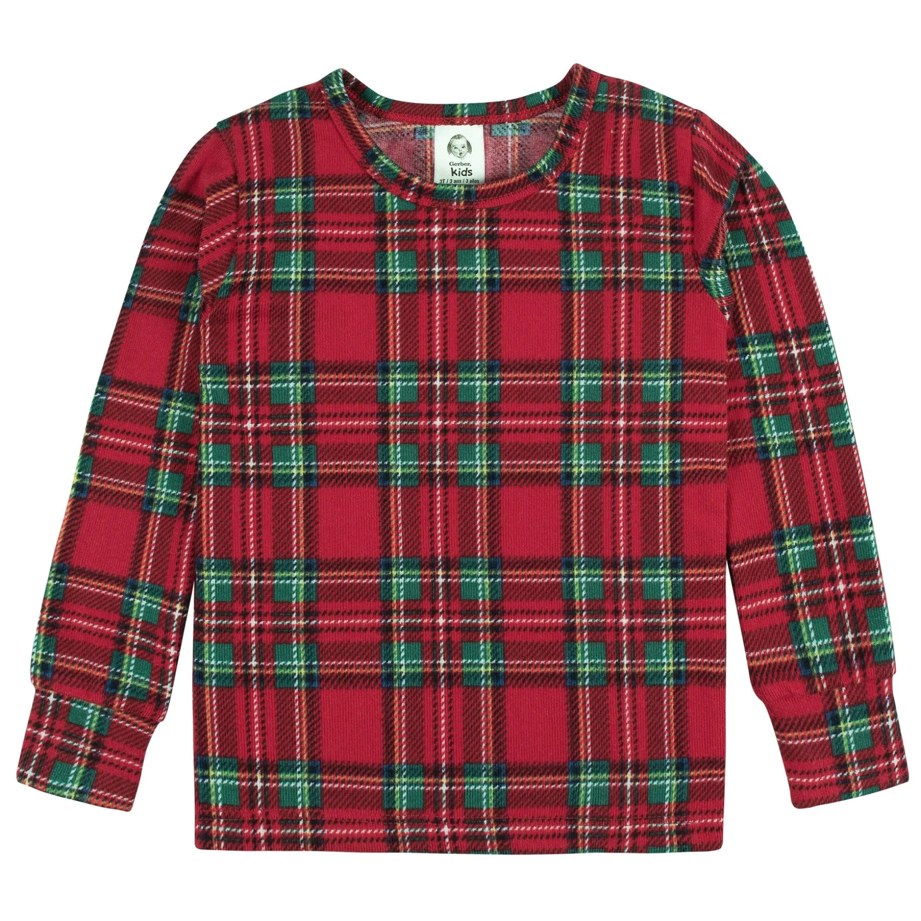 2-Piece Infant and Toddler Neutral Stewart Plaid Hacci Snug Fit Pajama Set