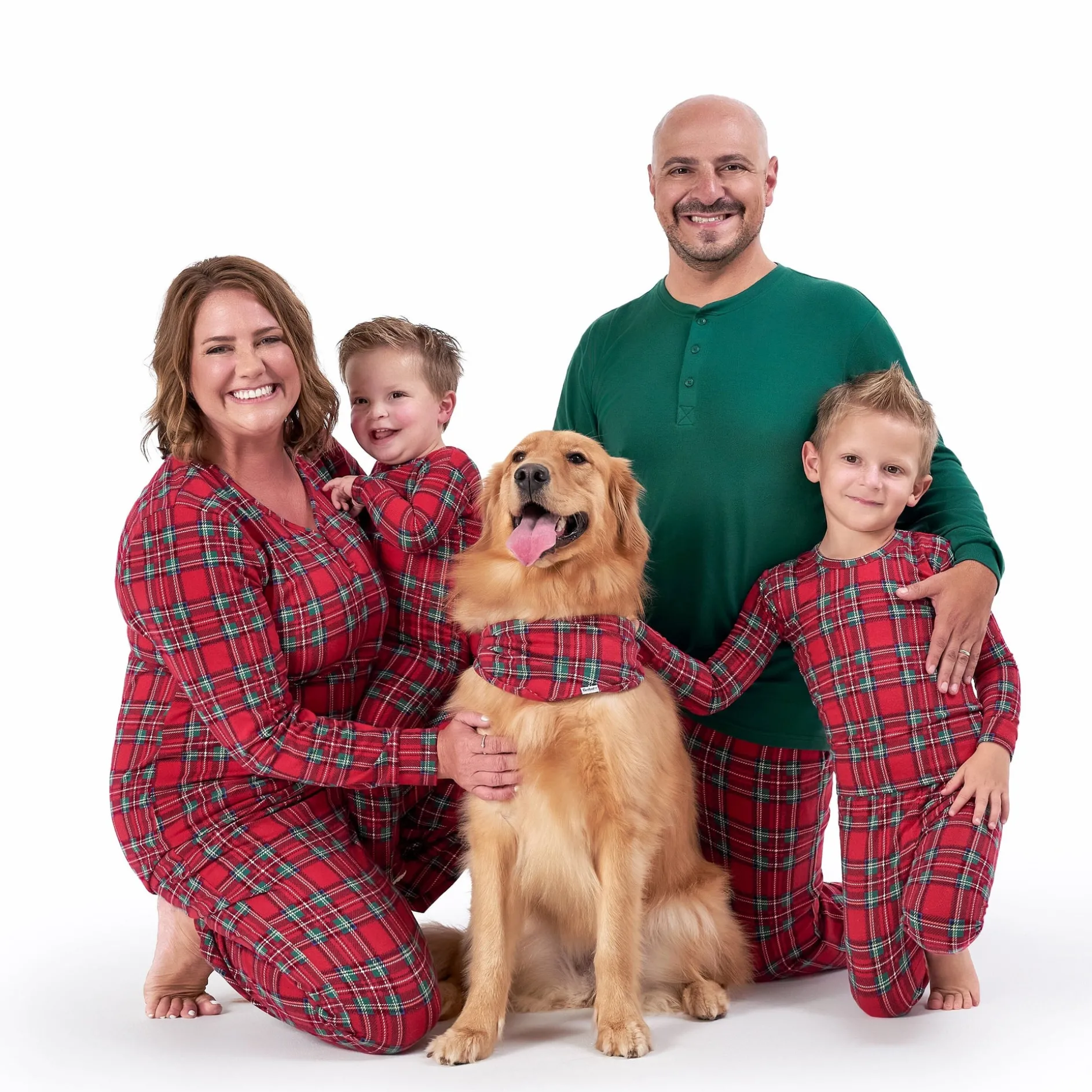 2-Piece Infant and Toddler Neutral Stewart Plaid Hacci Snug Fit Pajama Set