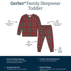 2-Piece Infant and Toddler Neutral Stewart Plaid Hacci Snug Fit Pajama Set