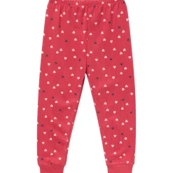 2-Piece Infant and Toddler Neutral Red Hearts Snug Fitting Hacci Pajamas