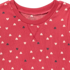 2-Piece Infant and Toddler Neutral Red Hearts Snug Fitting Hacci Pajamas