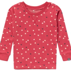 2-Piece Infant and Toddler Neutral Red Hearts Snug Fitting Hacci Pajamas