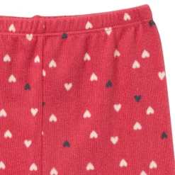 2-Piece Infant and Toddler Neutral Red Hearts Snug Fitting Hacci Pajamas