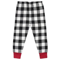 2-Piece Infant and Toddler Neutral Buffalo Plaid Hacci Snug Fit Pajama Set