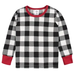 2-Piece Infant and Toddler Neutral Buffalo Plaid Hacci Snug Fit Pajama Set
