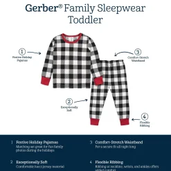 2-Piece Infant and Toddler Neutral Buffalo Plaid Hacci Snug Fit Pajama Set