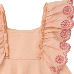 2-Piece Infant & Kids Girls Apricot Cream Eyelet Top and Shorts Set