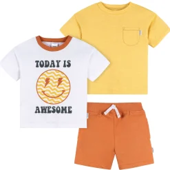 3-Piece Infant & Toddler Boys Awesome Yellow T-Shirts & Shorts