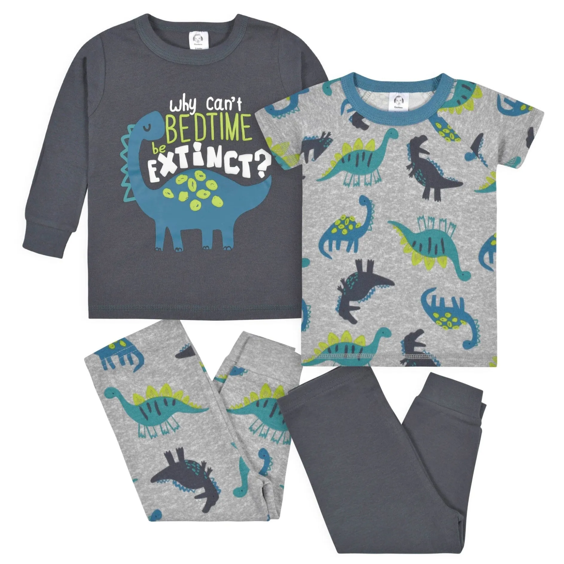 4-Piece Infant & Toddler Boys Big Dino Snug Fit Cotton Pajamas