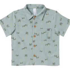 2-Piece Infant & Toddler Boys Blue Palms Button Front Shirt and Shorts Set