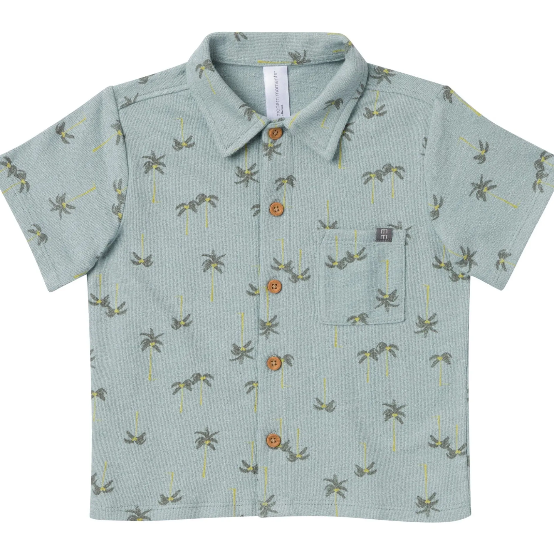 2-Piece Infant & Toddler Boys Blue Palms Button Front Shirt and Shorts Set