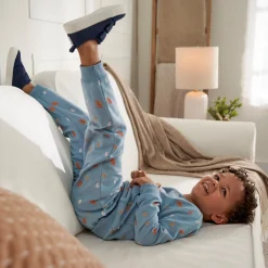 2-Piece Infant & Toddler Boys Blue Leaves Sweatshirt & Pant Set