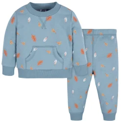 2-Piece Infant & Toddler Boys Blue Leaves Sweatshirt & Pant Set