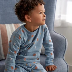 2-Piece Infant & Toddler Boys Blue Leaves Sweatshirt & Pant Set