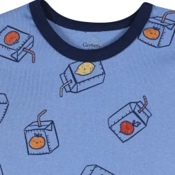 4-Piece Infant & Toddler Boys Blue Juice Box Cotton Pajama Short Set
