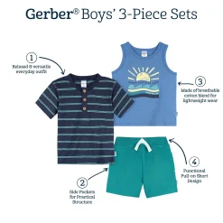 3-Piece Infant & Toddler Boys Chasing Waves T-Shirts & Shorts
