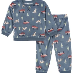 2-Piece Infant & Toddler Boys Dark Blue Camp Fleece Pajama Set