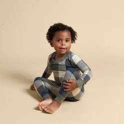 2-Piece Infant & Toddler Boys Dark Green Plaid Hacci Pajama Set