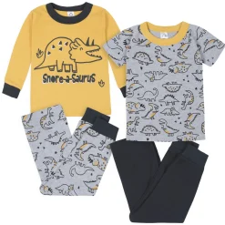 4-Piece Infant & Toddler Boys Dino Snug Fit Cotton Pajamas