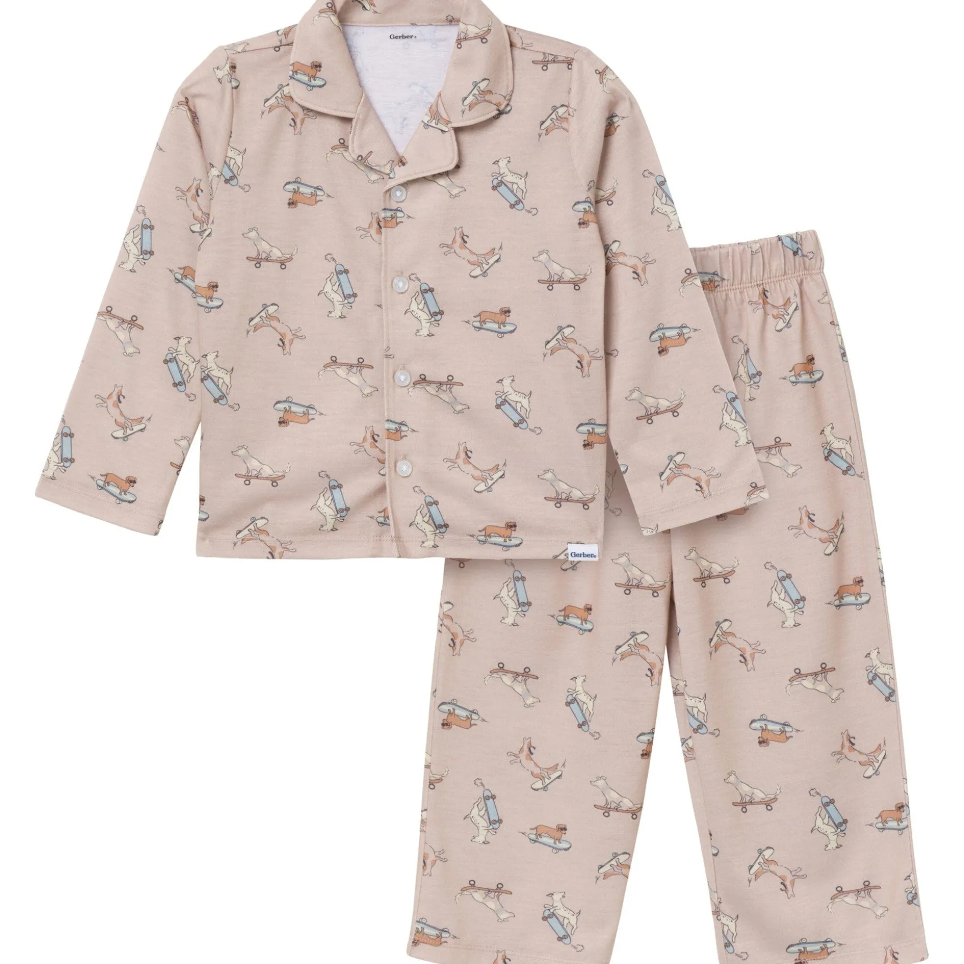 2-Piece Infant & Toddler Boys Dog Button Up Pajama Set