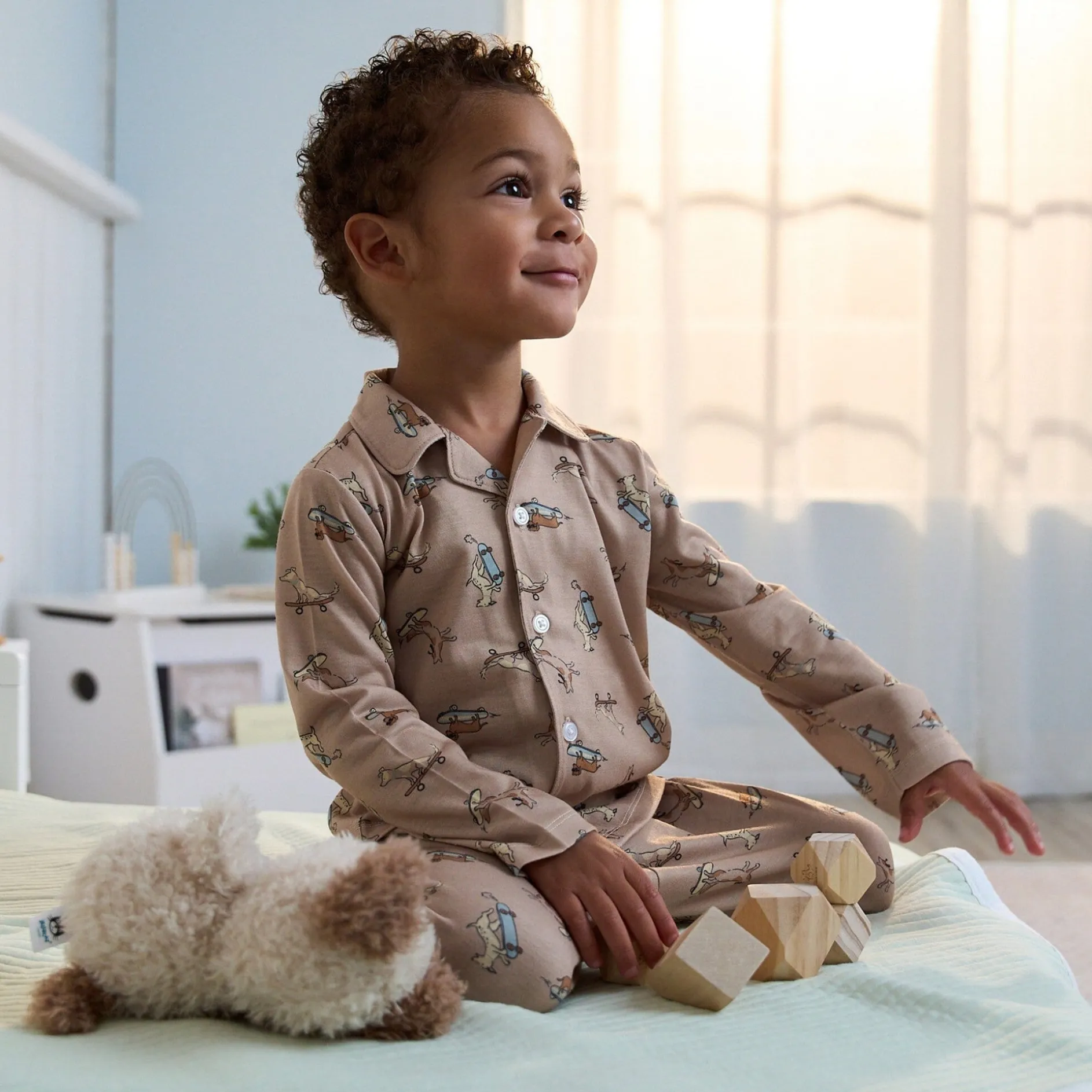 2-Piece Infant & Toddler Boys Dog Button Up Pajama Set