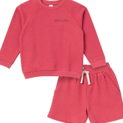 2-Piece Infant & Toddler Boys Dusty Red Long Sleeve Top and Shorts Set
