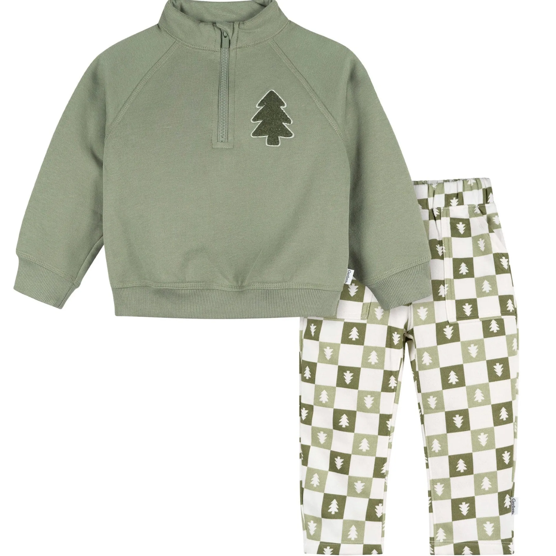 2-Piece Infant & Toddler Boys Green Trees Fleece Top and Pants