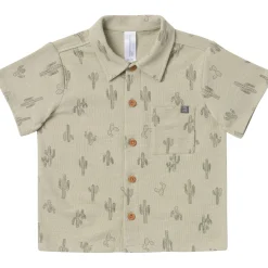 2-Piece Infant & Toddler Boys Green Cactus Button Front Shirt and Shorts Set