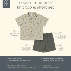2-Piece Infant & Toddler Boys Green Cactus Button Front Shirt and Shorts Set