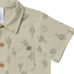 2-Piece Infant & Toddler Boys Green Cactus Button Front Shirt and Shorts Set