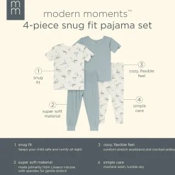 4-Piece Infant & Toddler Boys Ivory Sailing Viscose Snug Fitting Pajamas