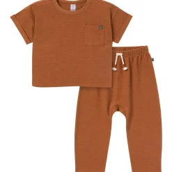 2-Piece Infant & Toddler Boys Medium Brown Pants and Shirt Set
