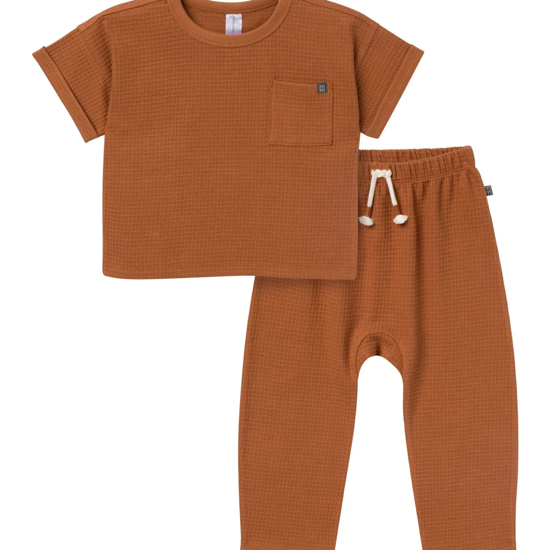 2-Piece Infant & Toddler Boys Medium Brown Pants and Shirt Set
