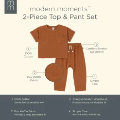2-Piece Infant & Toddler Boys Medium Brown Pants and Shirt Set