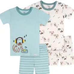 4-Piece Infant & Toddler Boys Musical Dog Cotton Pajama Short Set
