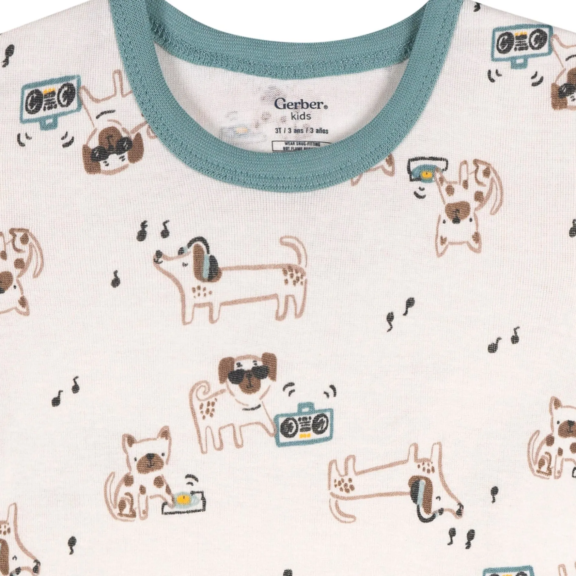 4-Piece Infant & Toddler Boys Musical Dog Cotton Pajama Short Set